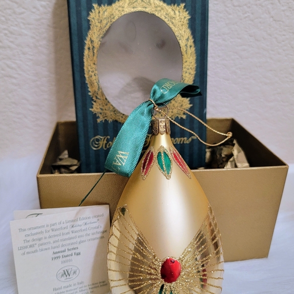 WATERFORD HOLIDAY HEIRLOOMS 1998 DATED EGG CHRISTMAS ORNAMENT - Picture 3 of 16
